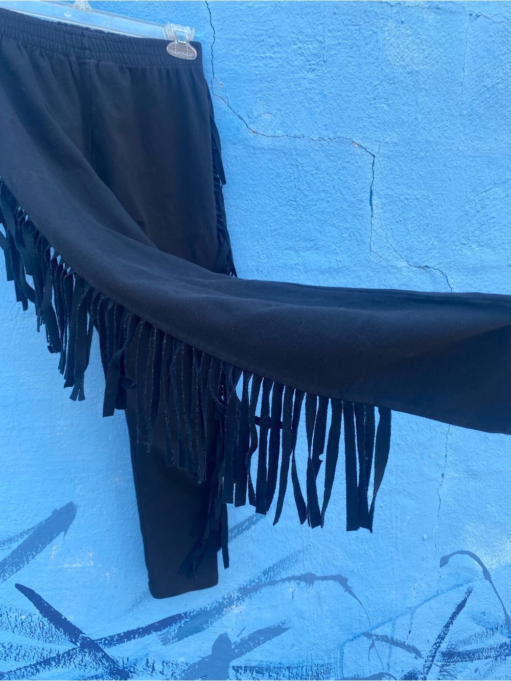 Vintage 80’s Cedars black leggings with fringe high waist size Medium